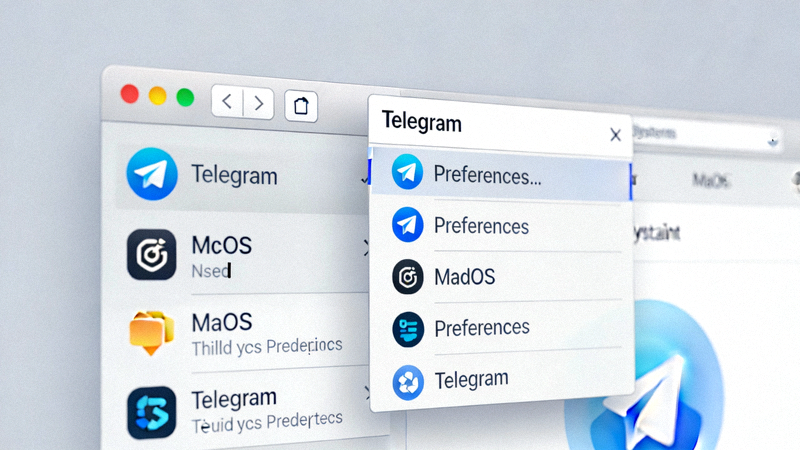 macOS版Telegram点击顶部菜单栏选择Preferences偏好设置的界面截图