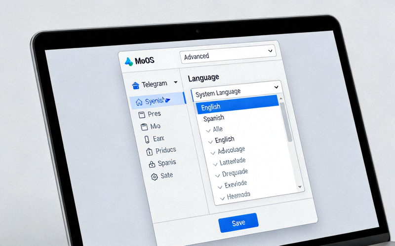 macOS版Telegram偏好设置中Advanced高级选项下的Language语言设置区域截图
