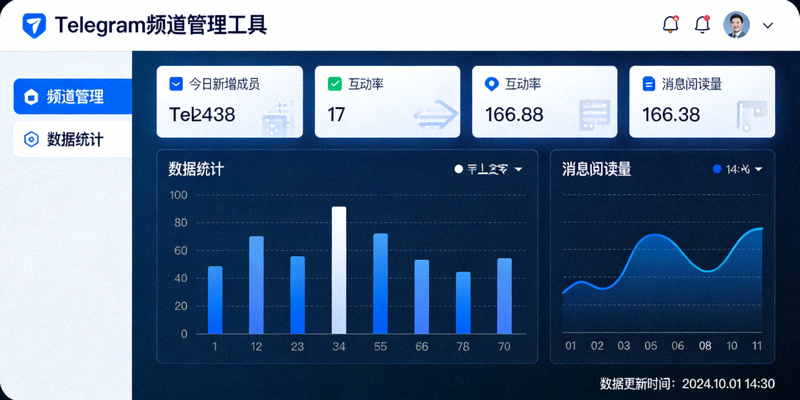 Telegram电脑版频道管理工具与数据统计中文视图