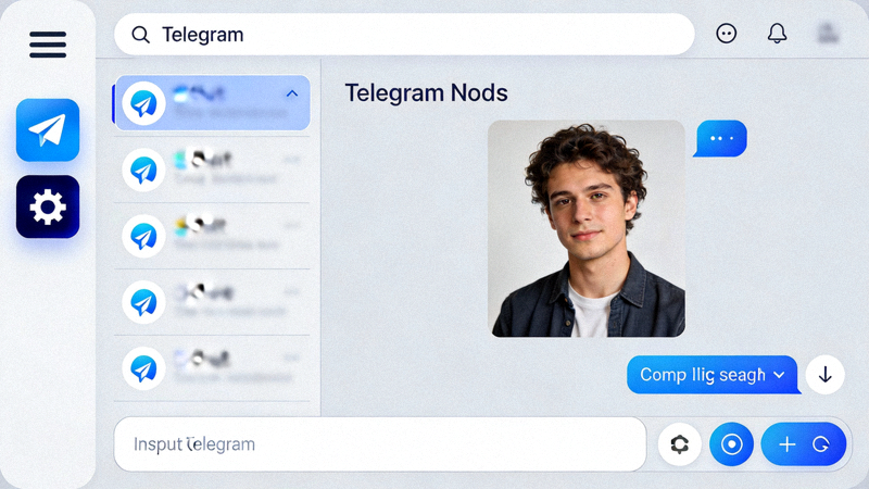 Telegram电脑版主界面，高亮显示左上角菜单和设置按钮