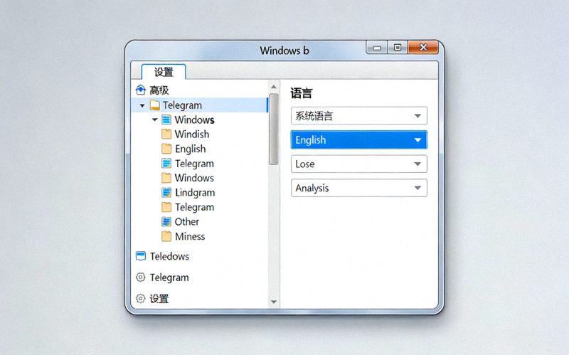 Windows版Telegram高级设置中找到Language语言选项的界面截图